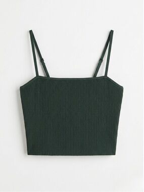 Babaton Sculpt Knit Cropped Camisole Green Small Aritzia Adjustable Straps Tank